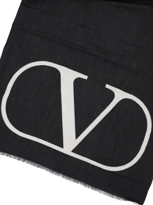 Valentino Vlogo Frayed Hem Scarf