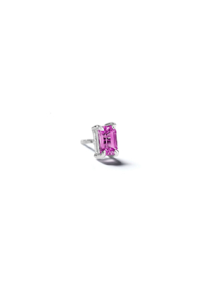 Emerald Cut Pink Sapphire Single Stud