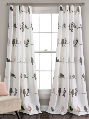 Set Of 2 52"x84" Rowley Birds Room Darkening Window Curtain Panels Blush/gray - Lush Décor