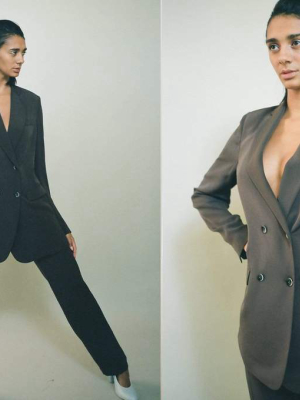 Double Breasted Silk Suit Jacket