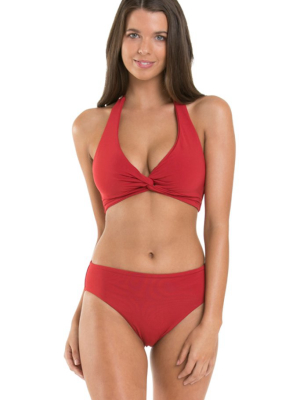 D/dd Twist Halter Bikini Top - Chili Red