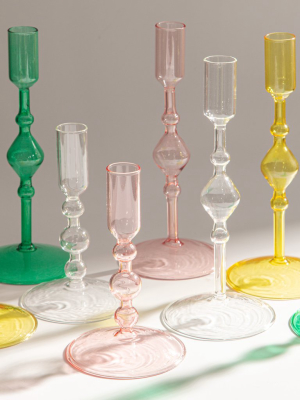 Glass Candlestick Holder In Tall