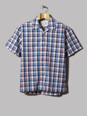 Uniform Bridge Open Collar Short Shirt (blue)