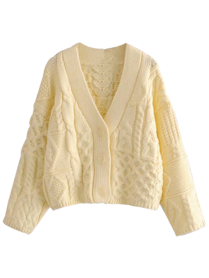 'christy' Buttoned Cable Knit Cardigan