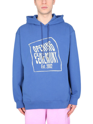 Opening Ceremony Warped Logo Printed Hoodie