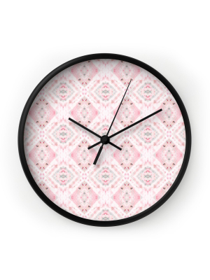 Ninola Design Shibori Vintage Boho Pink Wall Clock - Deny Designs