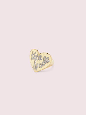 Heritage Spade Pavé Script Heart Ring