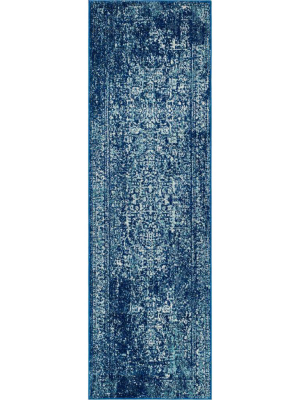 Evoke Oriental Navy/ivory Runner Rug