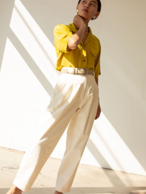 Or Two Pleat Pant In Natural Cream