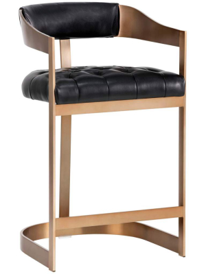 Beaumont Leather Counter Stool, Black