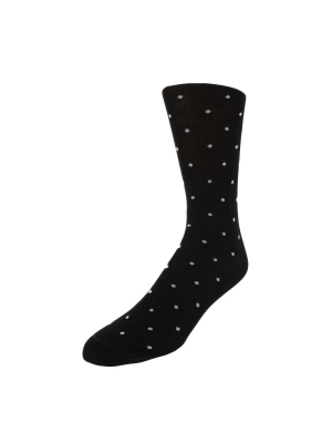 Men's Dot Patterned Graphic Dress Socks - Black