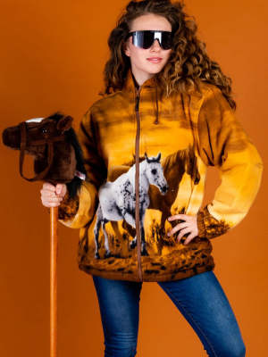 The Truck Stop Gem | Ladies Animal Print Fleece Hoodie