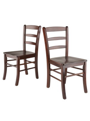 Set Of 2 Ladder Back Chair Antique Walnut - Winsome