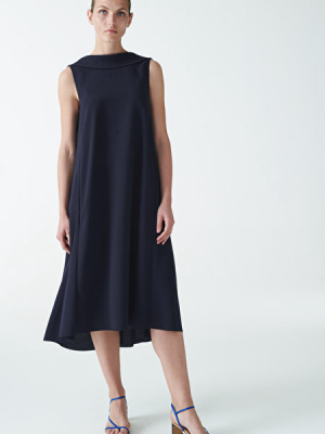 High Collar Midi Dress