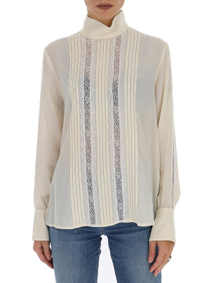 See By Chloé Pleated Lace Panel Blouse