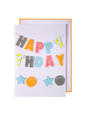 Neon Birthday Garland Card