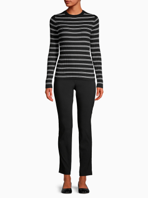 Striped Ribbed Knit Sweater