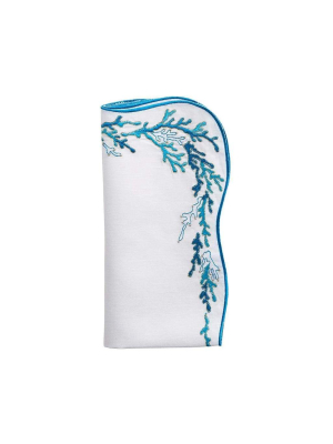 Kim Seybert Reef Napkins In White, Turquoise, & Gold - Set Of 4