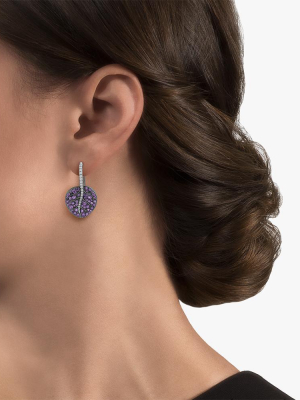 Botanical Leaf Earrings With Amethyst And Diamonds