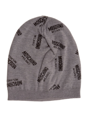 Moschino Logo Intarsia Ribbed Beanie