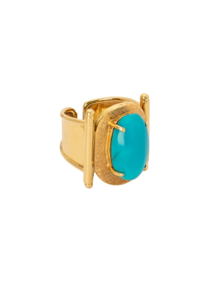 Gold Oval Turquoise Ring