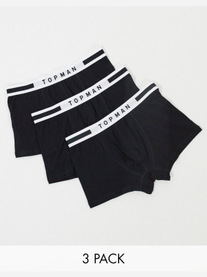 Topman 3 Pack Trunks With Smart Waistband In Black