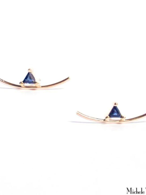 Element Sapphire Curve Gold Stud Earring