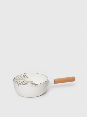 All-purpose Enamel Pot With Wooden Handle