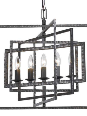 Capri 5 Light Raw Steel Chandelier