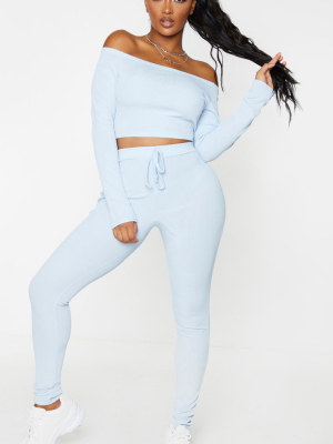 Shape Dusty Blue Ribbed High Waist Leggings