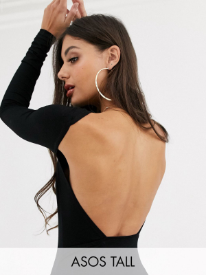 Asos Design Tall Long Sleeve Backless Bodysuit