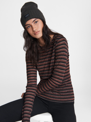 Striped Metallic Lurex Long Sleeve