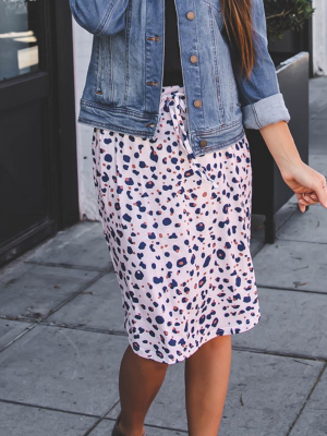 Iris Weekend Skirt - Navy Pink Dot