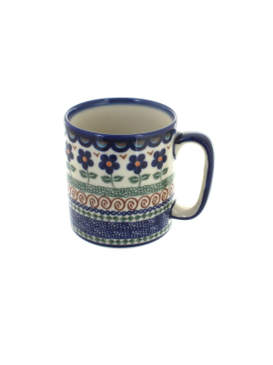 Blue Rose Polish Pottery Aztec Flower Coffee Mug