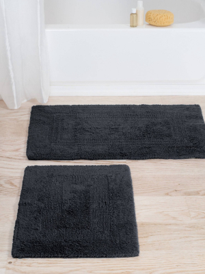 2pc 100% Cotton Reversible Bath Mat Set - Hastings Home