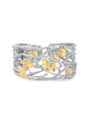 Butterfly Gingko Cuff Bracelet With Diamonds