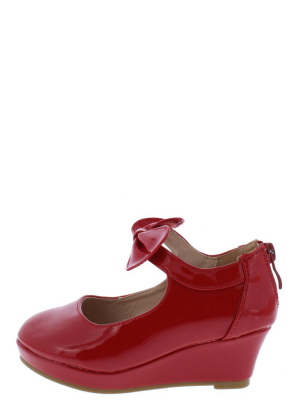 Erika64k Red Pat Bow Ankle Mary Jane Kids Flat