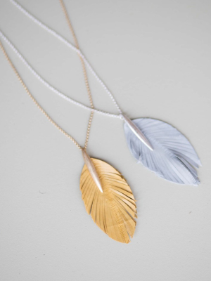 Leather Feather Pendant Necklace