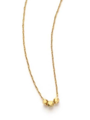 Three Tiny Faceted Gold Beads Necklace