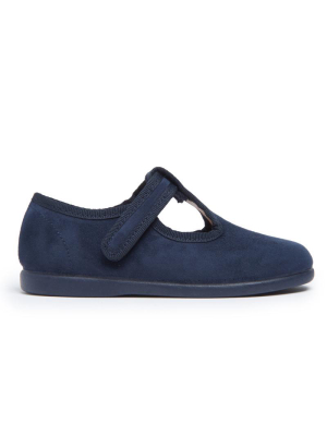 Suede  T-band Shoes In Navy