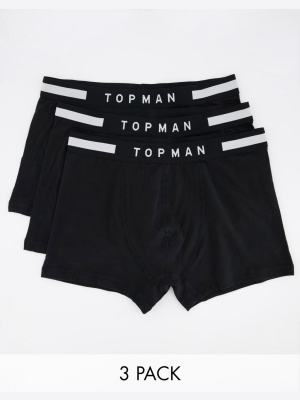 Topman 3 Pack Trunks In All Black