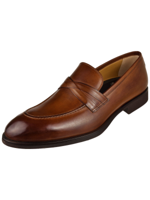 Burnished X Strap Penny Loafer