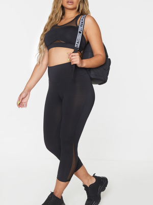 Prettylittlething Black Sport Mesh Cropped Legging