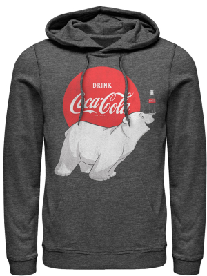 Women's Coca Cola Polar Bear Pull Over Hoodie - Charcoal Heather - Small