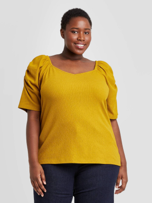 Women's Plus Size Elbow Sleeve Blouse - Ava & Viv™