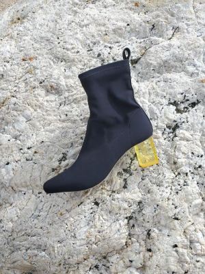 Binx Boot In Matte Lycra - Black With Citrine Heel