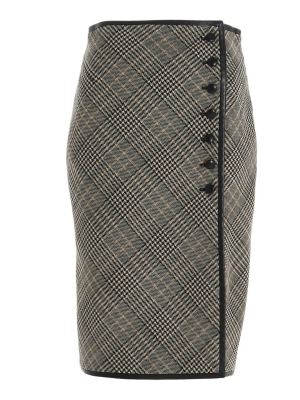 Saint Laurent Houndstooth Pencil Skirt