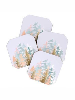 Iveta Abolina Blush Forest Coaster Set - Deny Designs