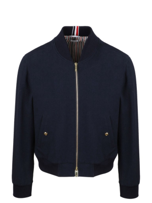 Thom Browne Rwb Stripe Zipped Bomber Jacket