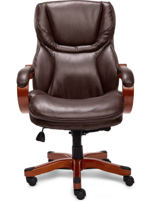 Big And Tall Executive Office Chair With Upgraded Wood Accents - Serta